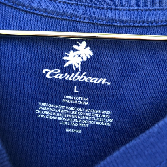 Caribbean Short Sleeve tee shirt Large Men’s blue - Picture 5 of 5